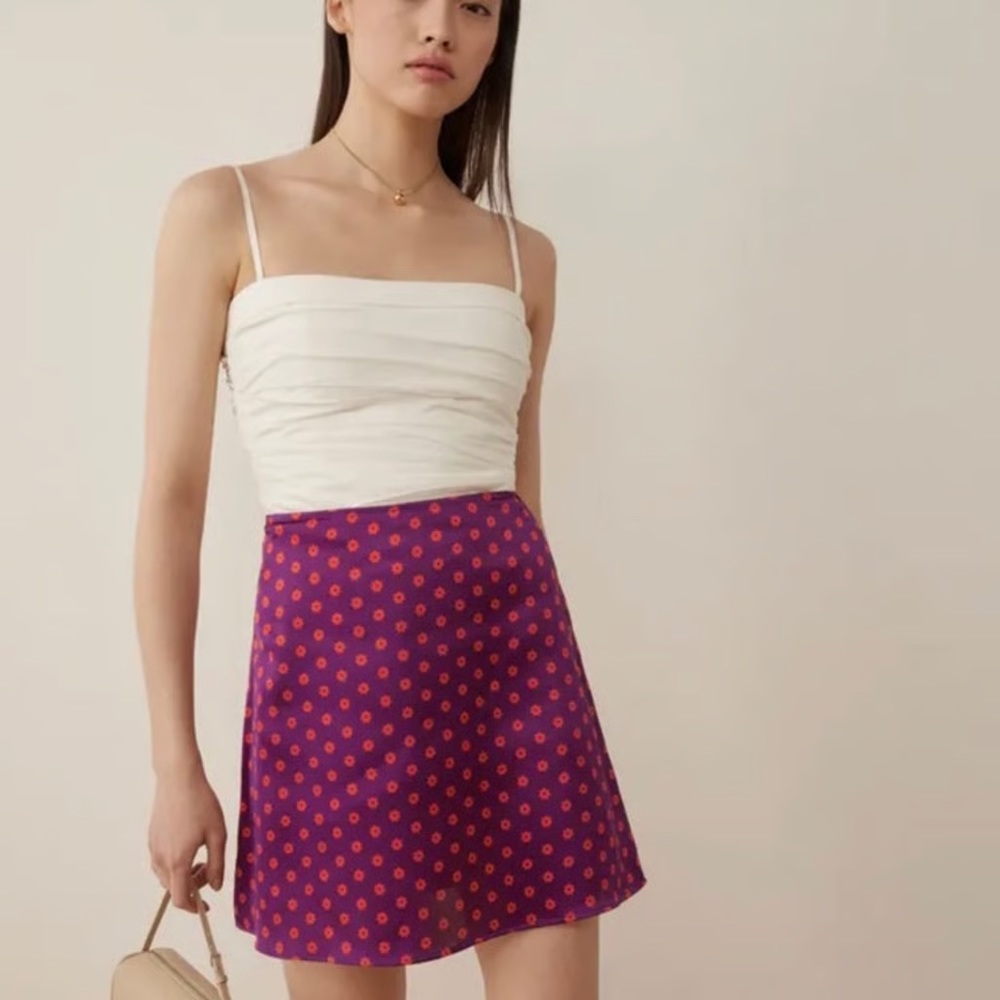 Reformation Benson Silk Mini Skirt